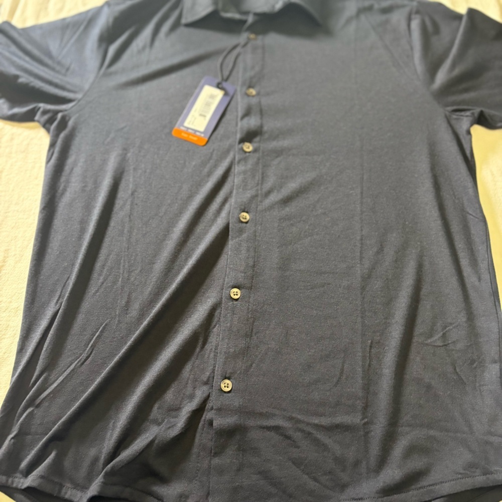 Cotton & Co Mens Small Short Sleeve Button Front Polo Shirt NWT Navy Casual - Picture 5 of 8